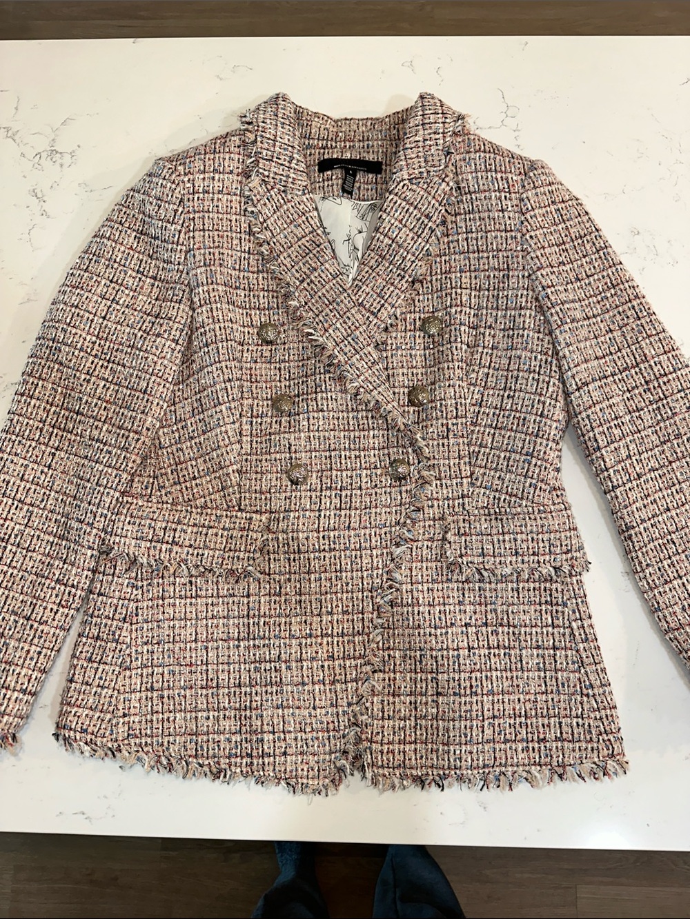 White House Black Market Tweed Studio Double Breasted Women Blazer